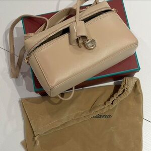 Loro Piana Cream Leather Crossbody Bag with Gold Charm